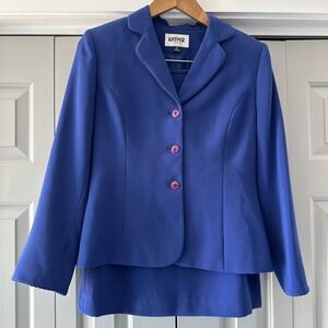 Women's Kasper Two Piece Skirt Suit Size 6P Lined Blue